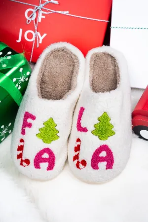20% OFF! Fa La La La White Plush Slippers