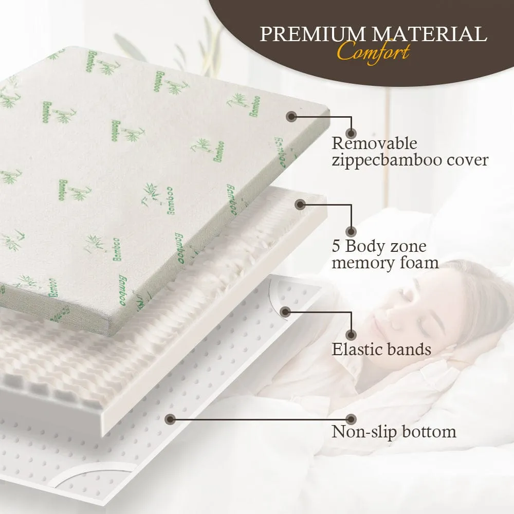 4cm Memory Foam Mattress Protector | Bamboo Cover | Single