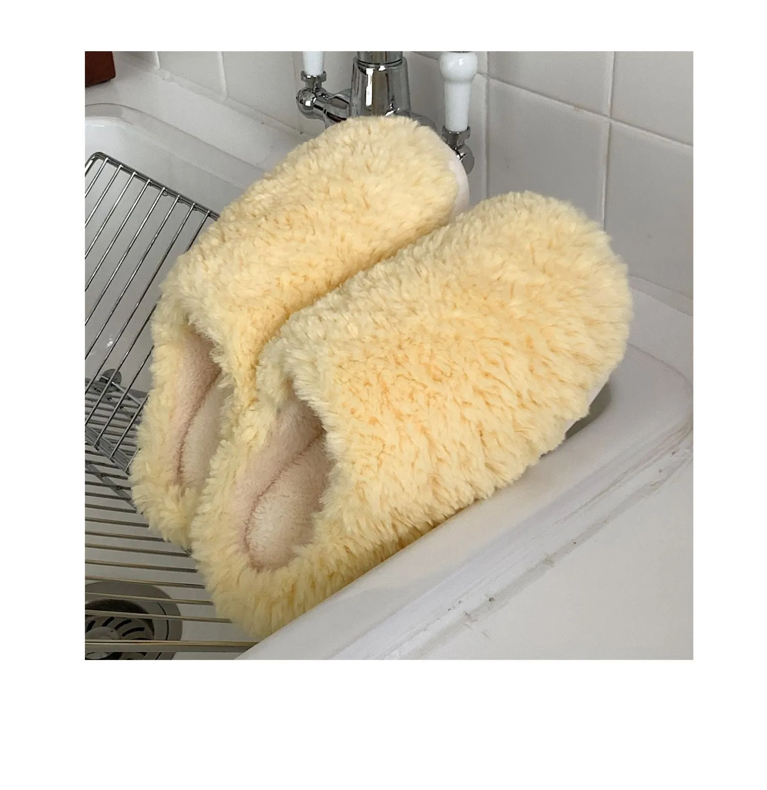 Advbridge Japanese Simple Solid Color House Slippers For Women Girls Cute Fluffy Winter Warm Home Slippers Woman Fur Shoes