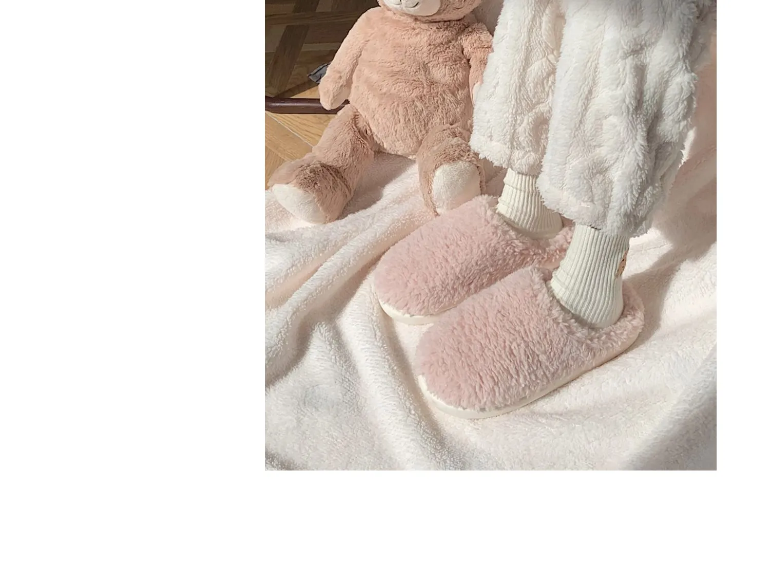 Advbridge Japanese Simple Solid Color House Slippers For Women Girls Cute Fluffy Winter Warm Home Slippers Woman Fur Shoes