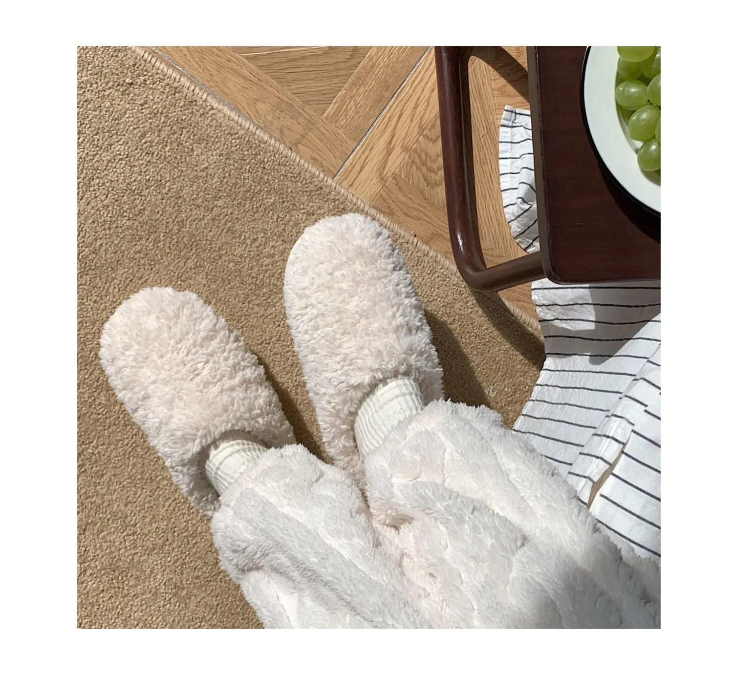 Advbridge Japanese Simple Solid Color House Slippers For Women Girls Cute Fluffy Winter Warm Home Slippers Woman Fur Shoes