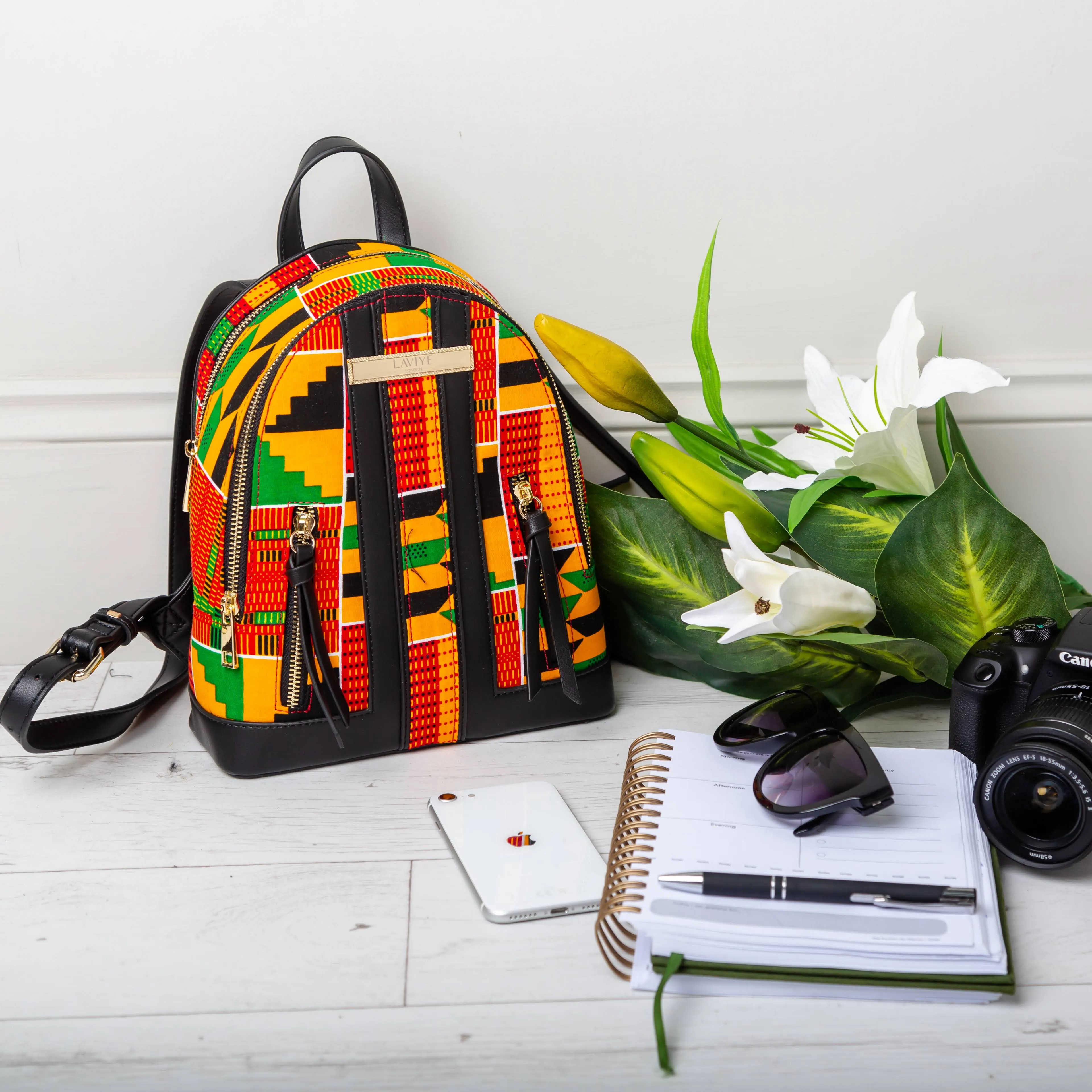African Print Women Backpack - Stylish African Kente Backpack - KENYA
