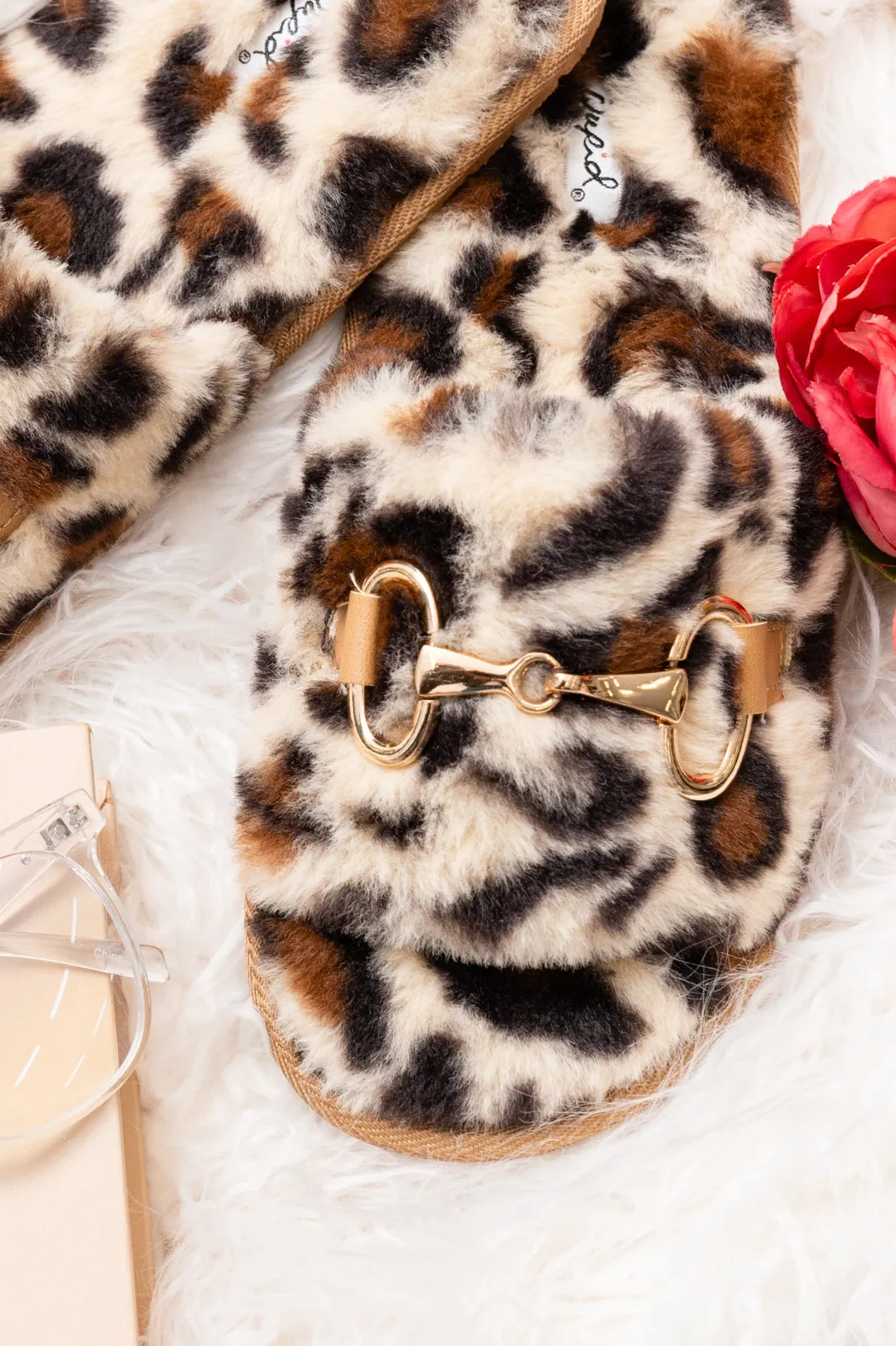 All In the Details Faux Fur Slippers - Animal Print
