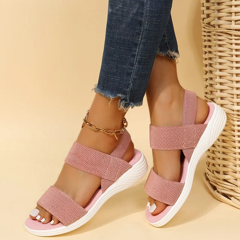 BerriesJam - All-match Hollow Elastic Band Buckle Sandals
