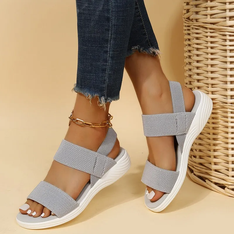 BerriesJam - All-match Hollow Elastic Band Buckle Sandals