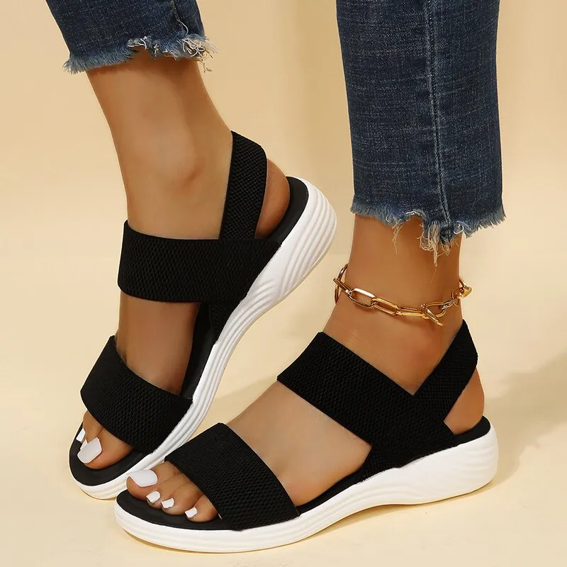 BerriesJam - All-match Hollow Elastic Band Buckle Sandals