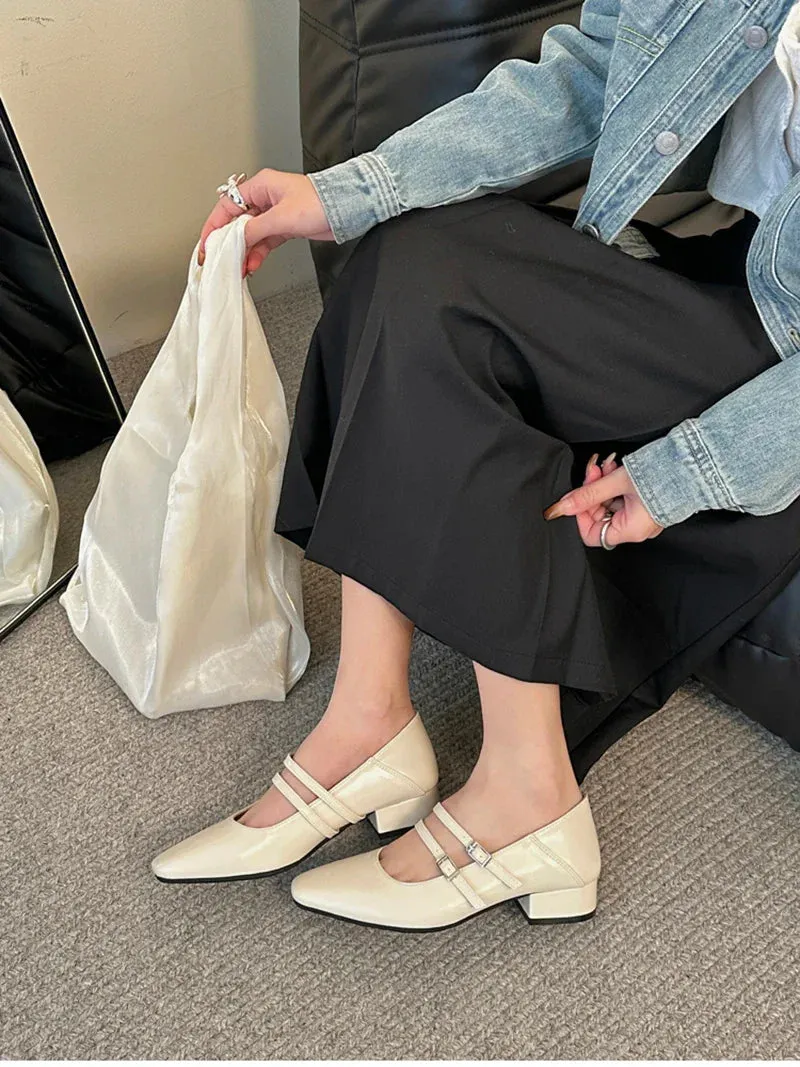 binfenxie Designer Women Ballet Flats Fashion Elegant Belt Buckle Shoes Ladies Comfort Street Style Soft Sole Single Leather Shoes
