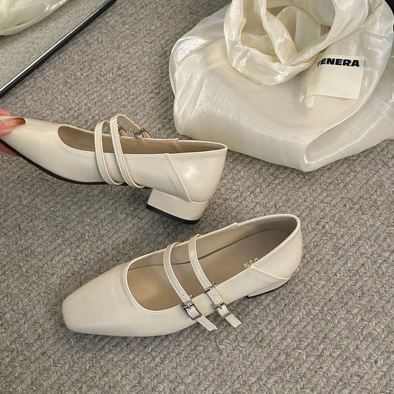 binfenxie Designer Women Ballet Flats Fashion Elegant Belt Buckle Shoes Ladies Comfort Street Style Soft Sole Single Leather Shoes