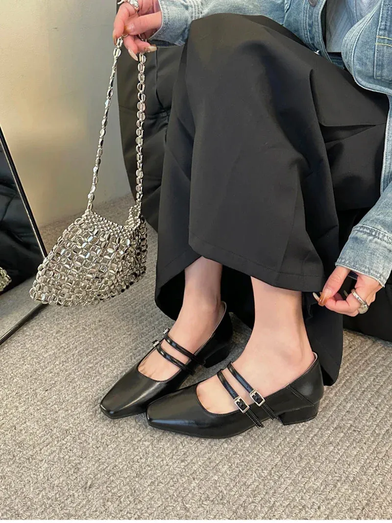 binfenxie Designer Women Ballet Flats Fashion Elegant Belt Buckle Shoes Ladies Comfort Street Style Soft Sole Single Leather Shoes
