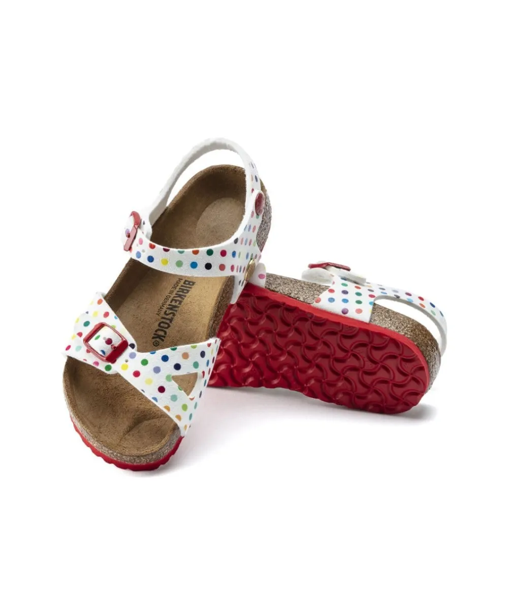 BIRKENSTOCK RIO KIDS IN DOTS WHITE