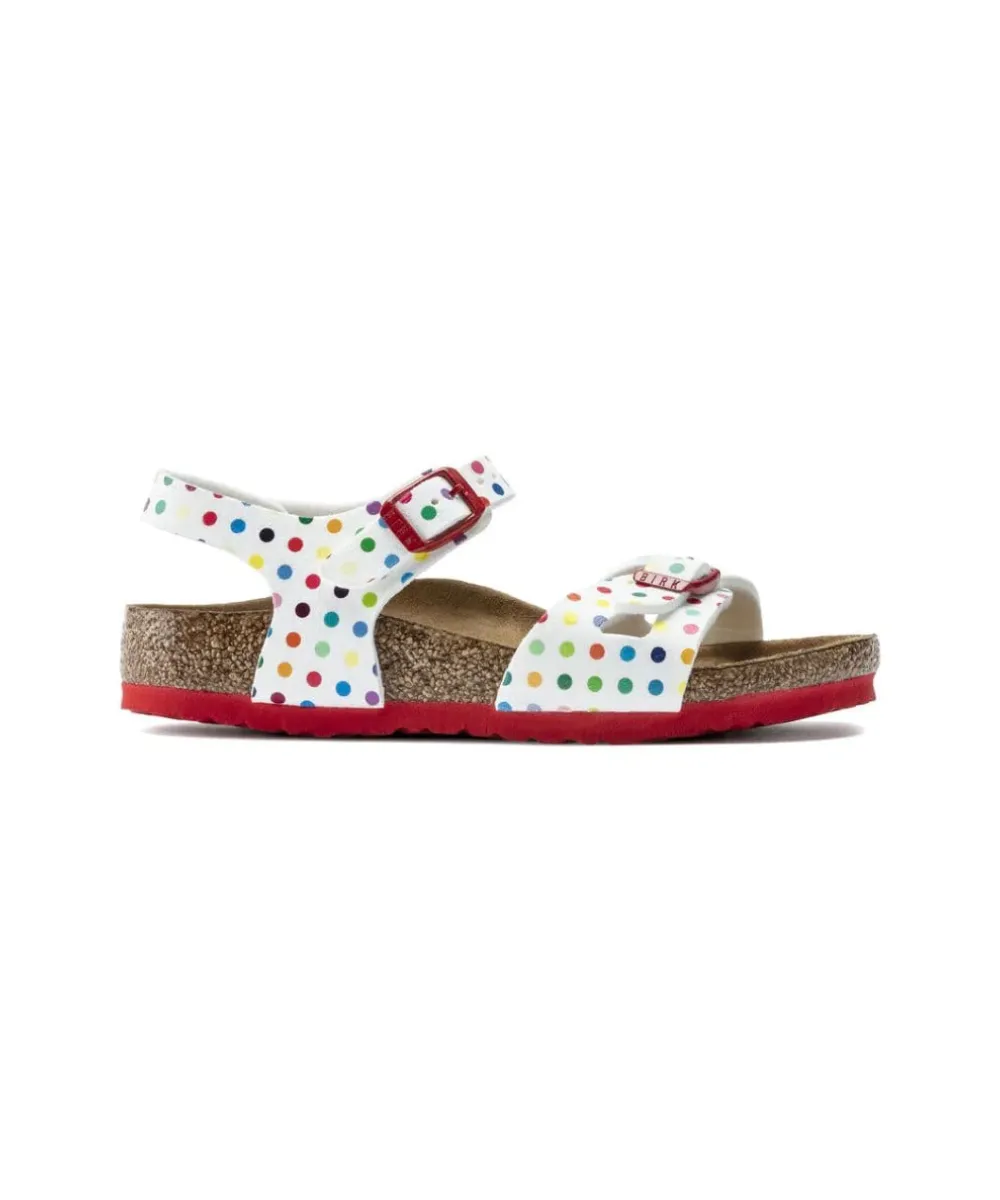 BIRKENSTOCK RIO KIDS IN DOTS WHITE