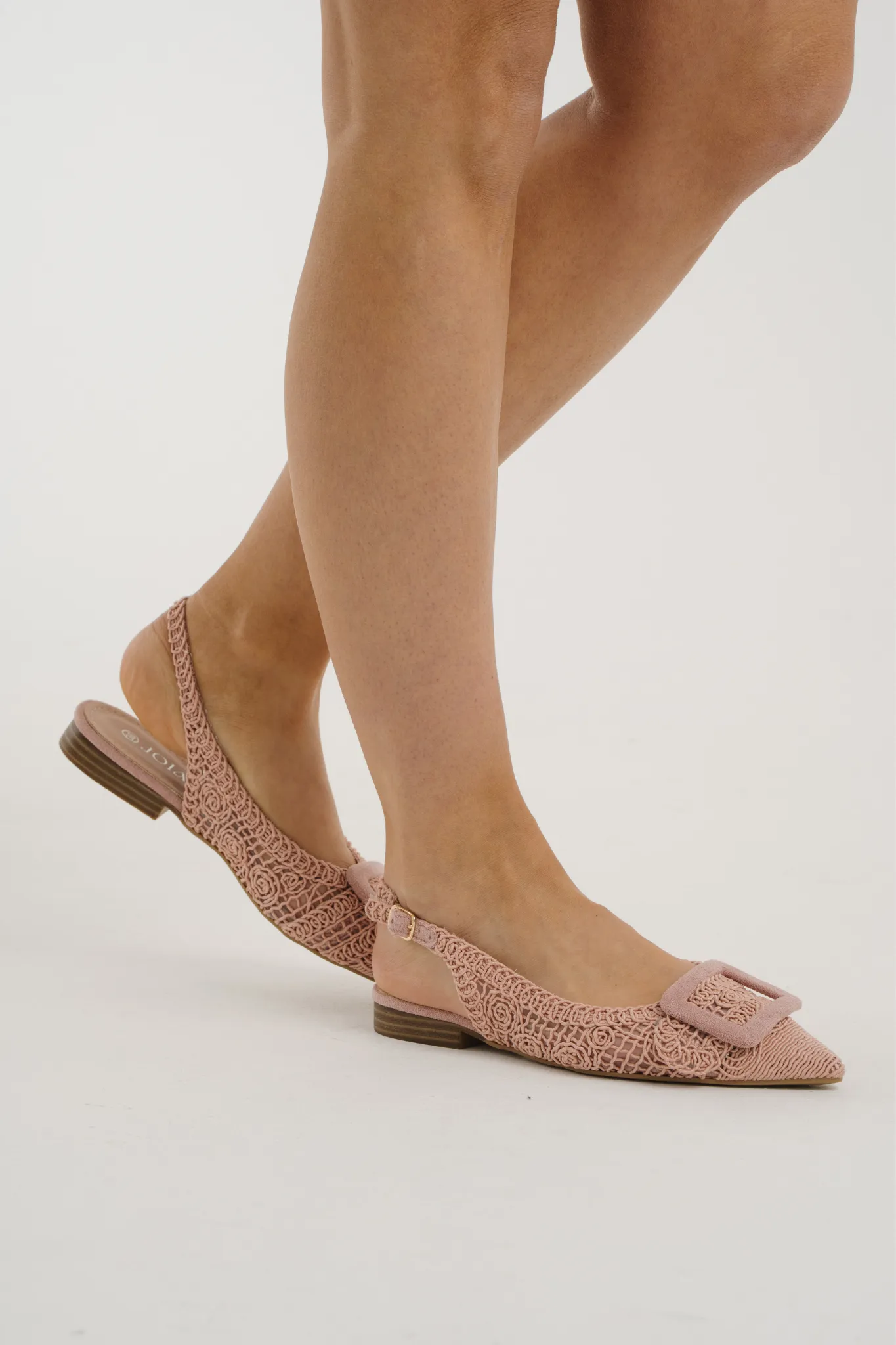 Cathy Crochet Slingback Flats In Pink