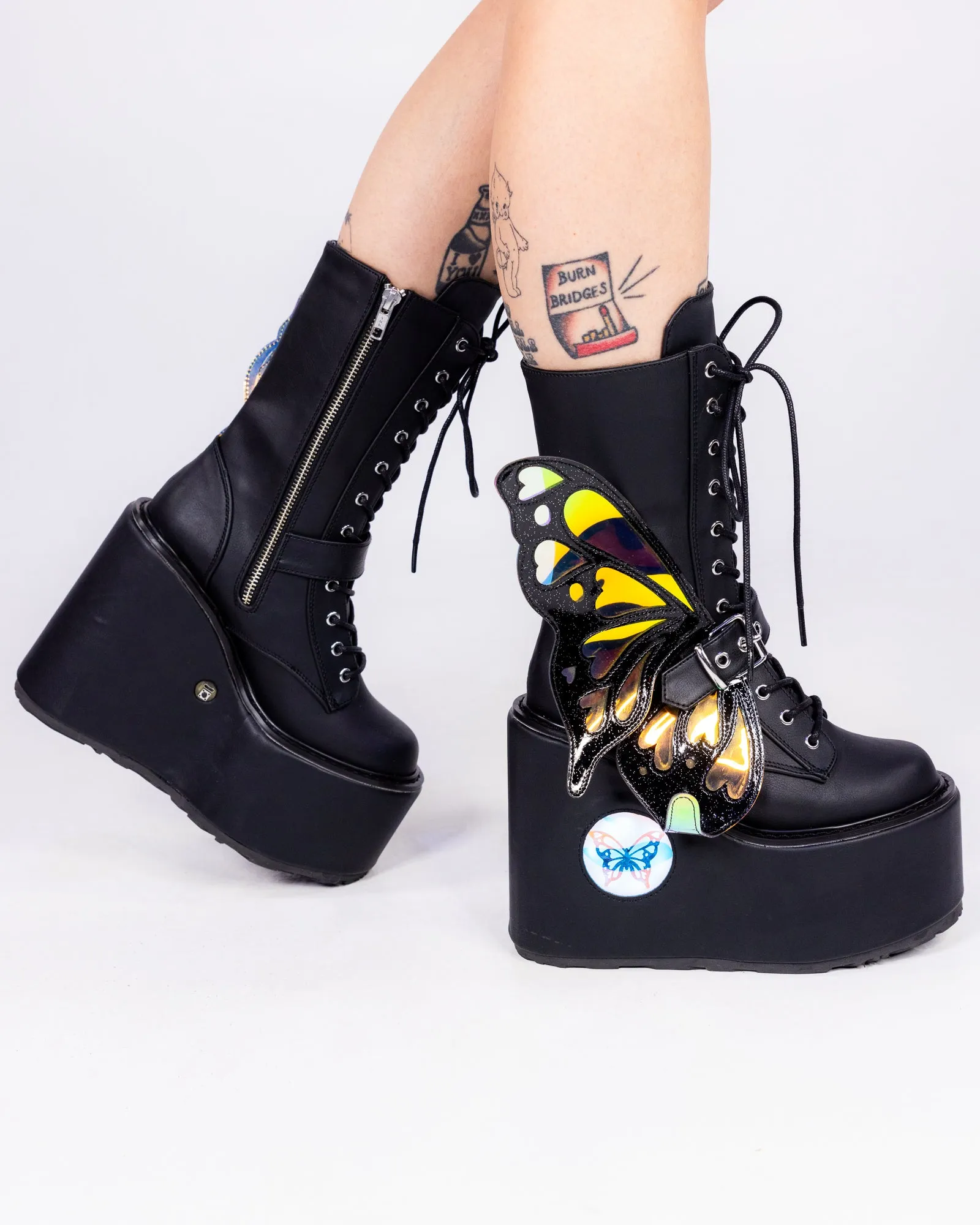 Demonia LED Blaze Women's Black Butterfly Boots