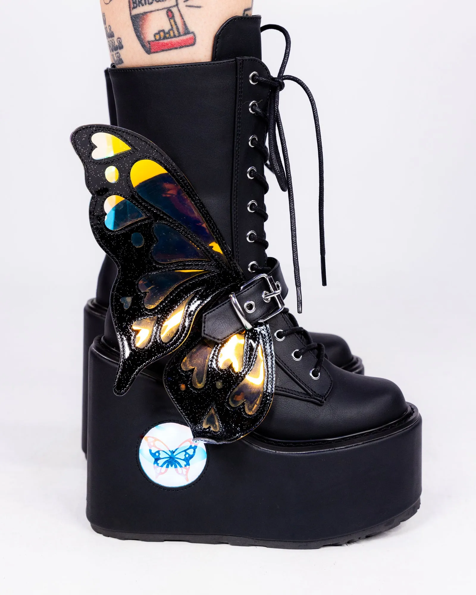 Demonia LED Blaze Women's Black Butterfly Boots