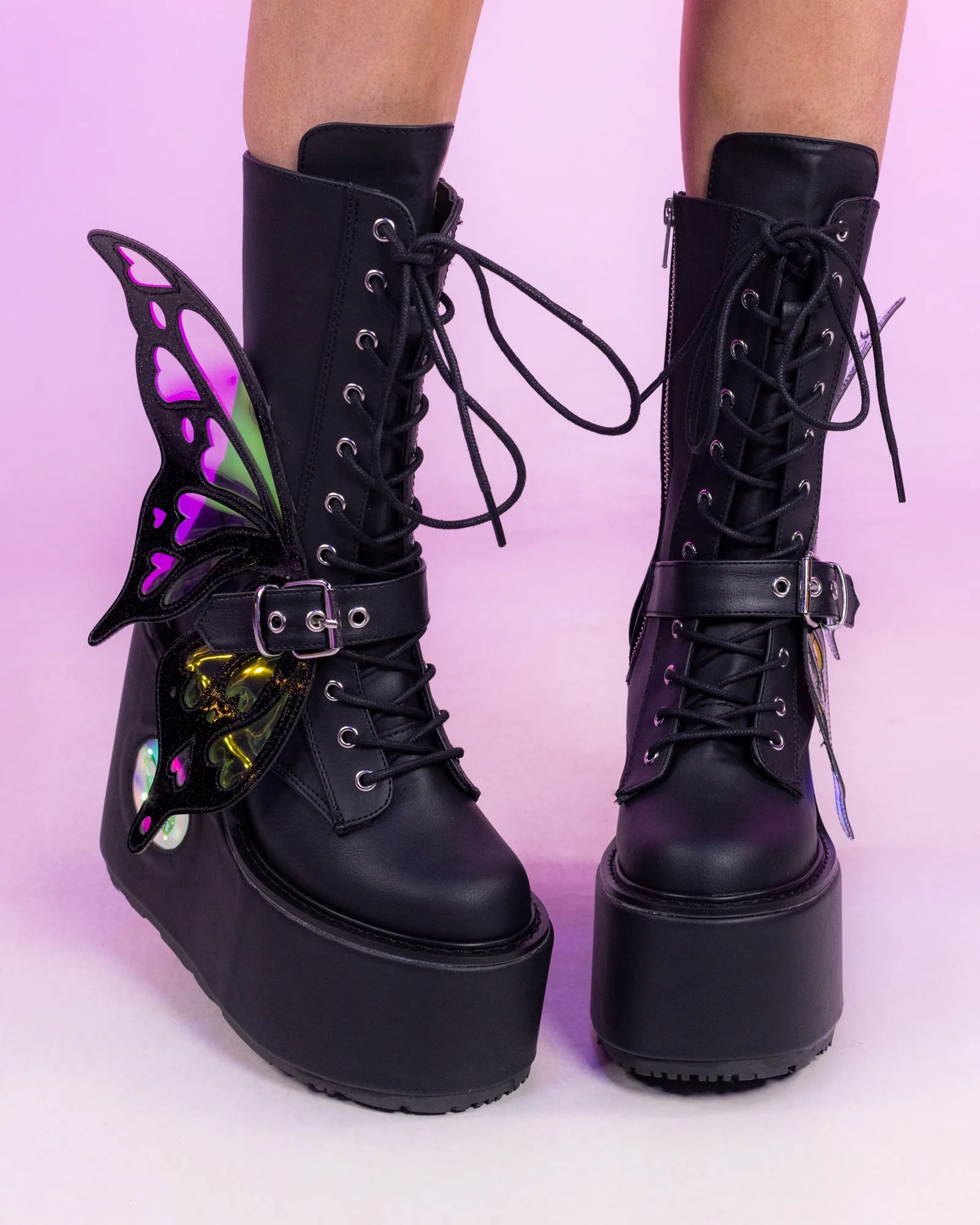 Demonia LED Blaze Women's Black Butterfly Boots