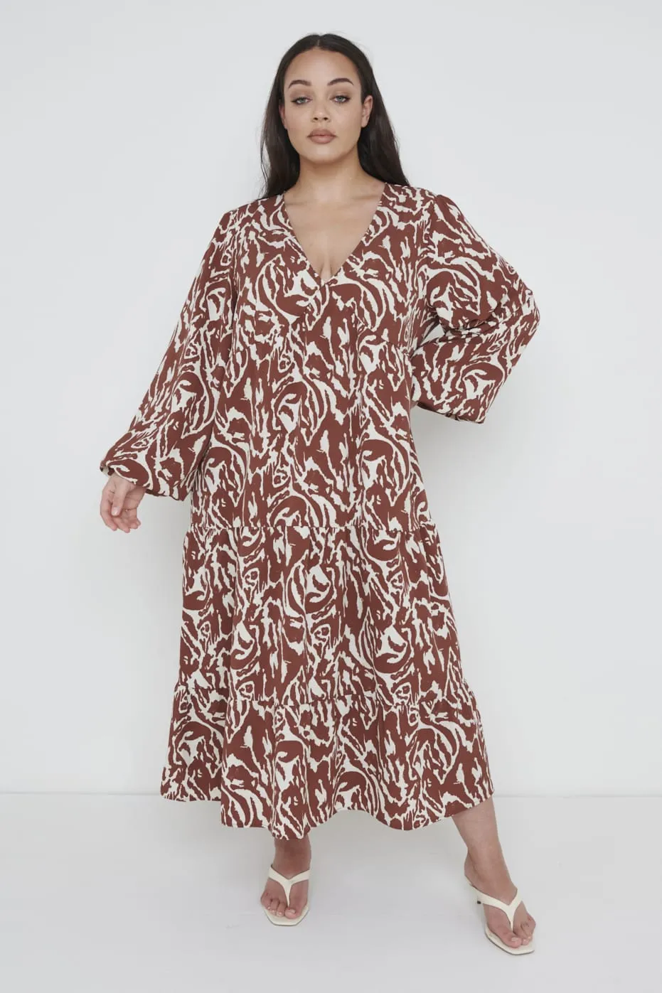 Dotty Day Dress Curve - Zebra Abstract