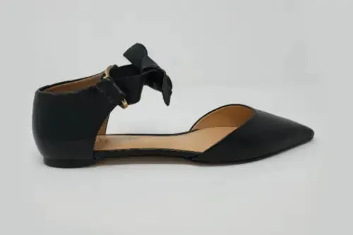 Elegant Leather Ankle Strap Ballet Flats