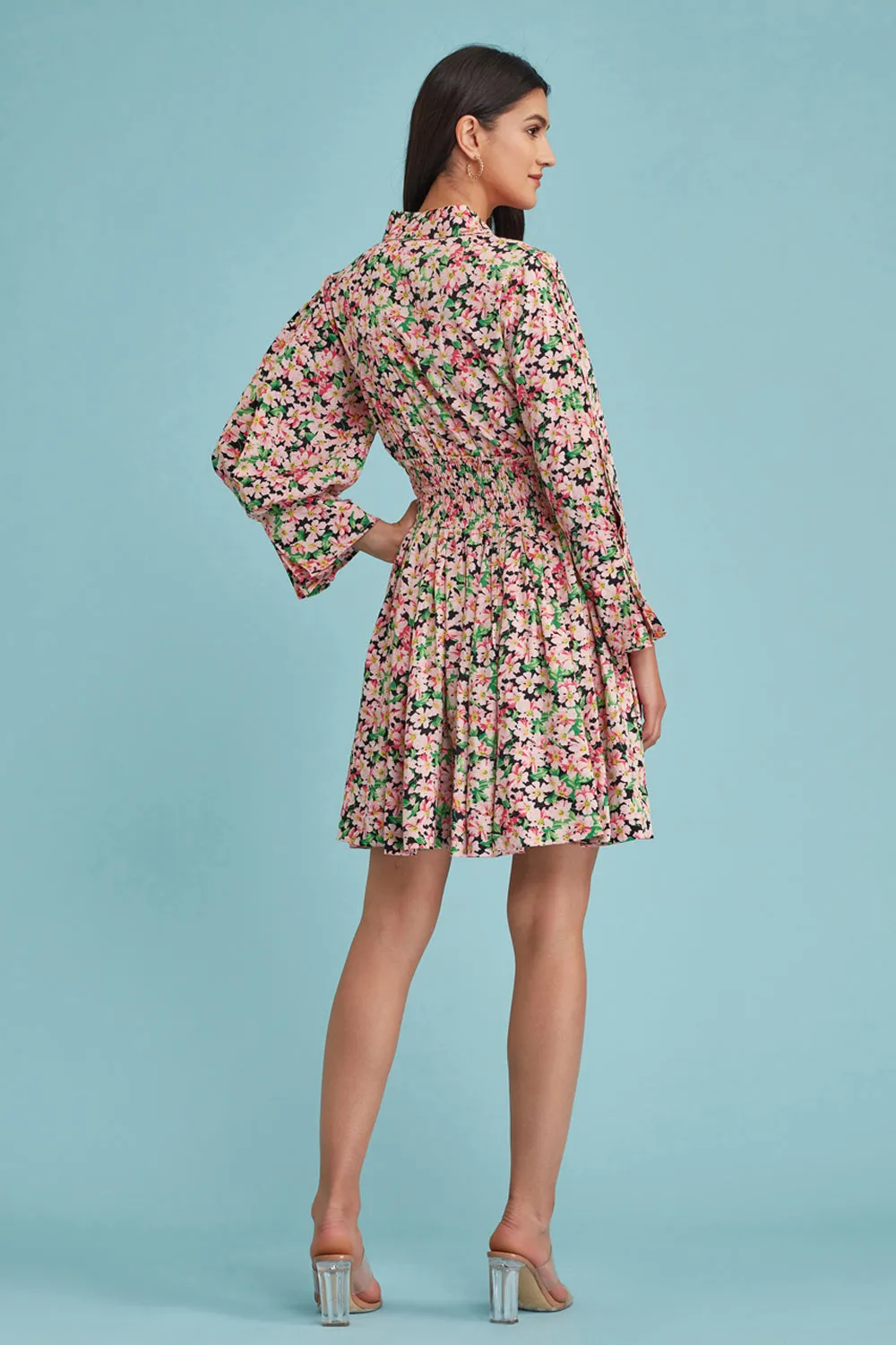 Floral Shirred Waistline Dress