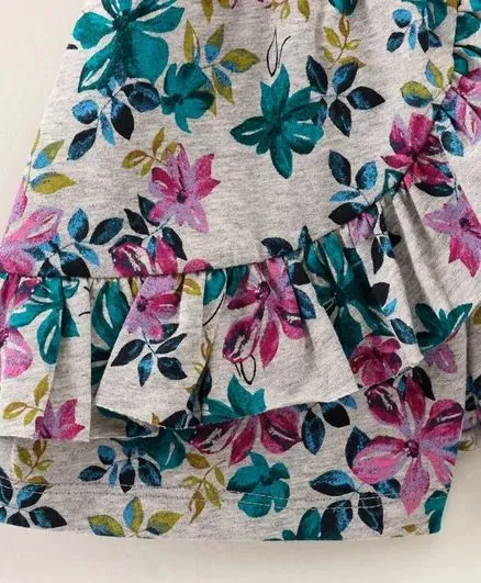 Floral with Frill Shorts - Grey