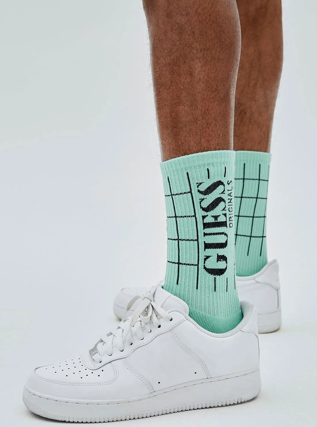 GUESS Originals Jade Green Grid Socks
