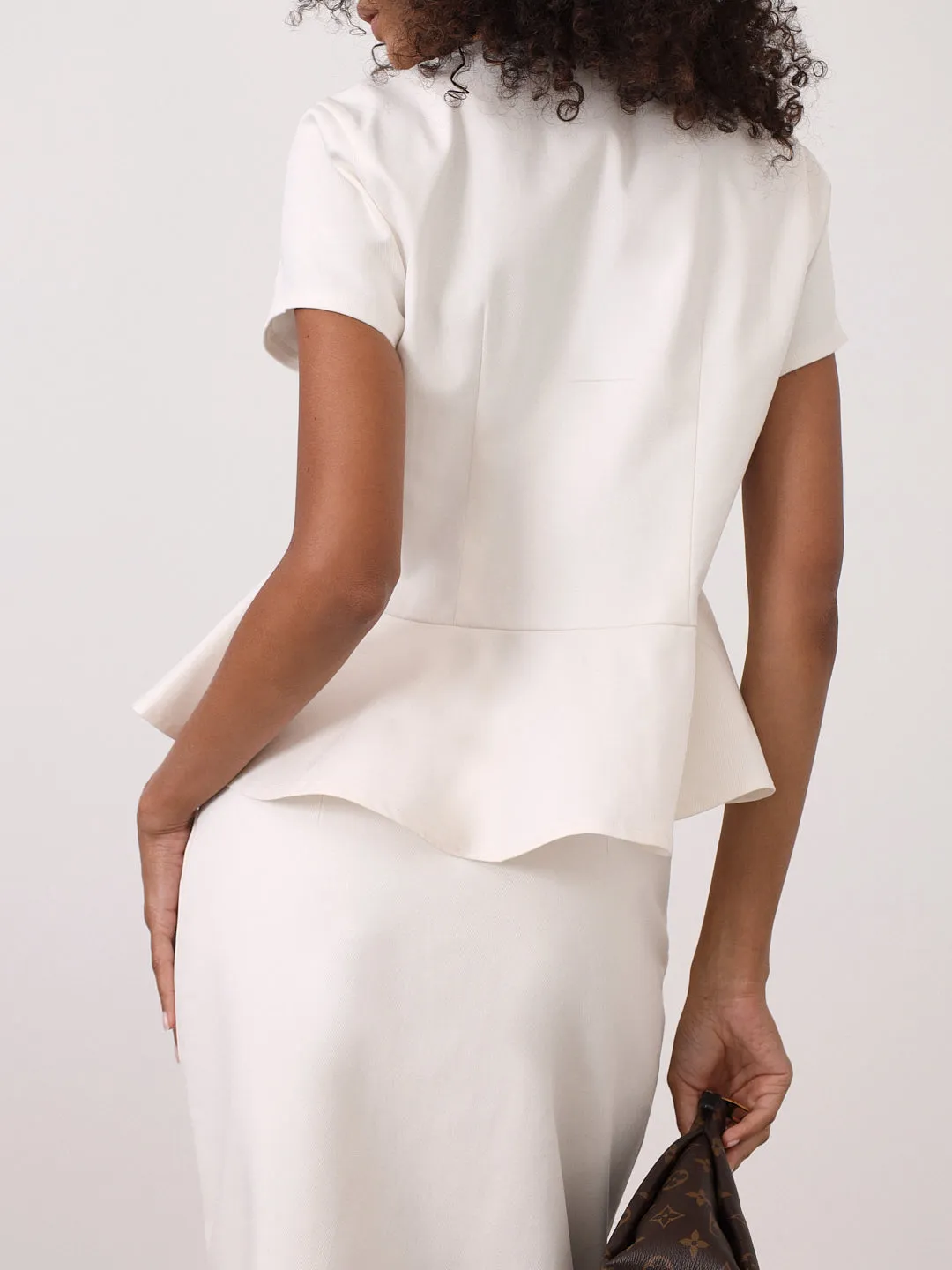 Hera Denim Button Up Top | White