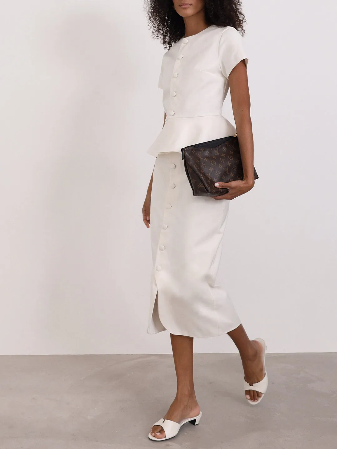 Hera Denim Button Up Top | White