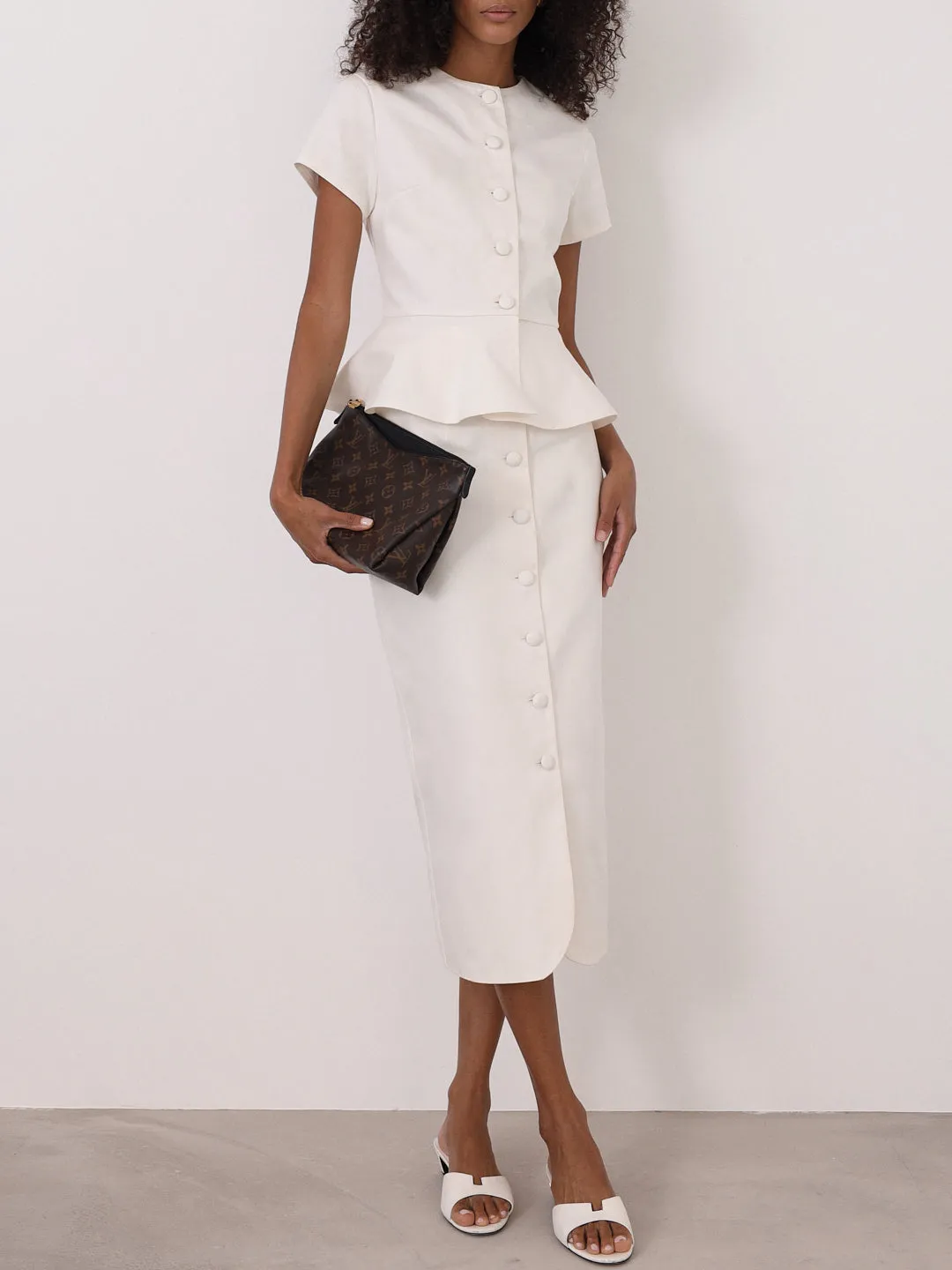 Hera Denim Button Up Top | White