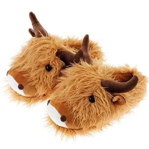 Highland Cow Fuzzy Friend Slippers