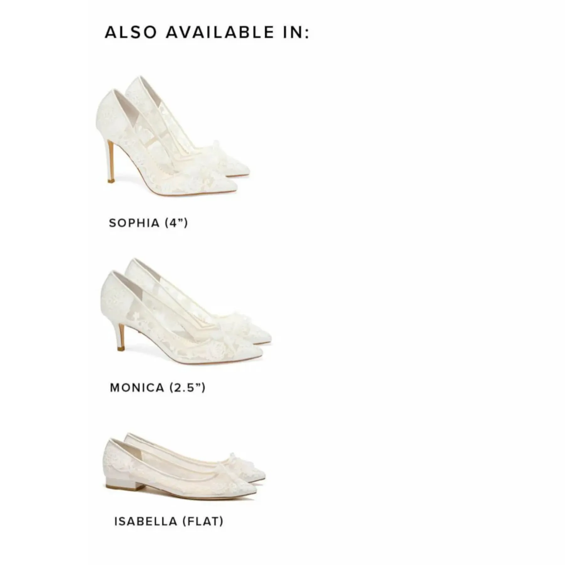 Isabella - Floral Appliqué Lace Wedding Flats with Petite Picot Ribbon Bow - Ivory