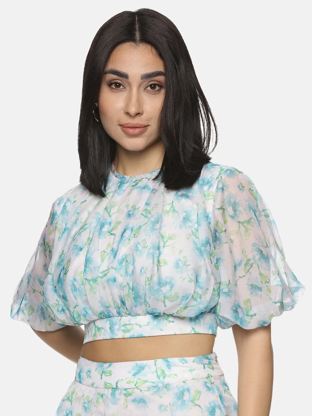 IS.U Floral White Organza Co-ord Set