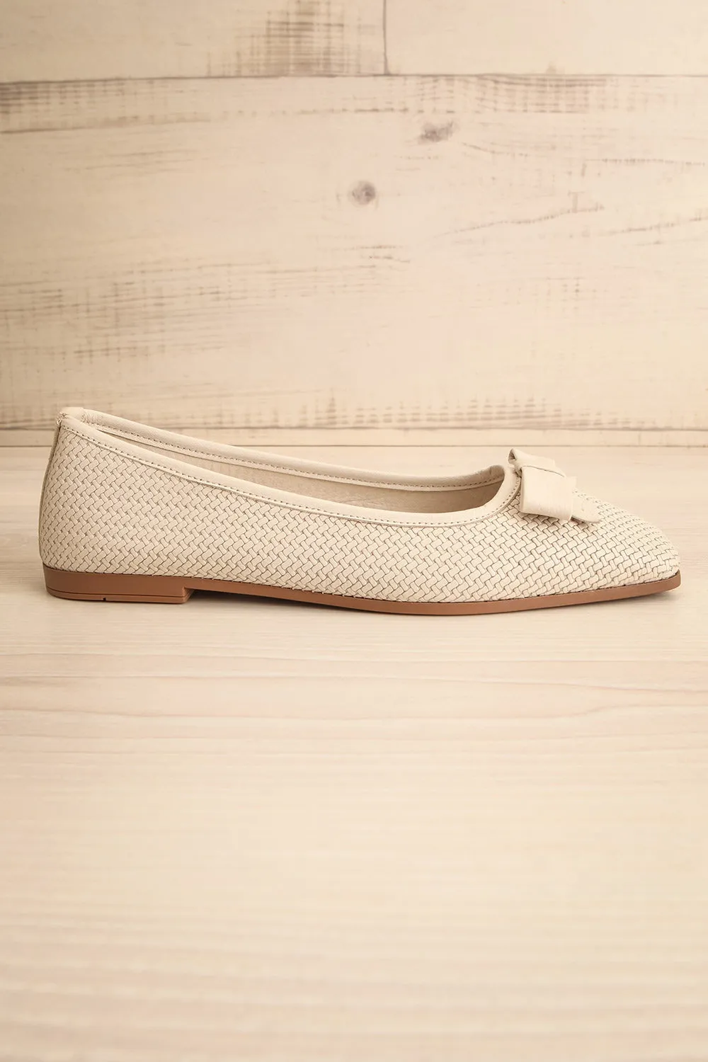 Kelowna Ivory | Woven Leather Ballerina Flats