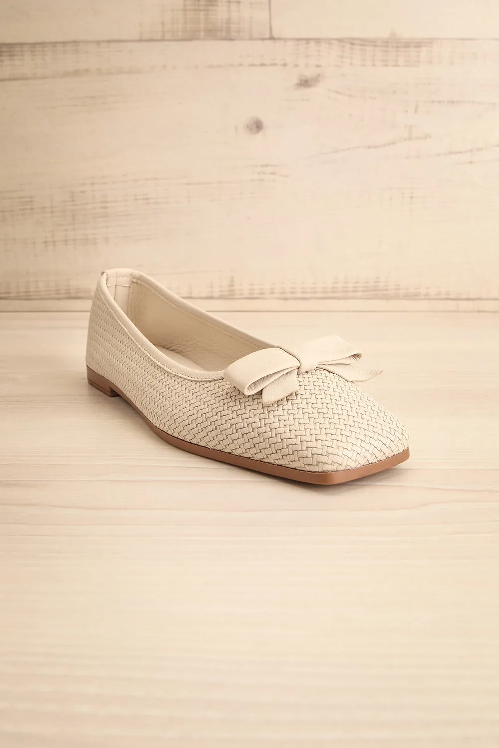 Kelowna Ivory | Woven Leather Ballerina Flats