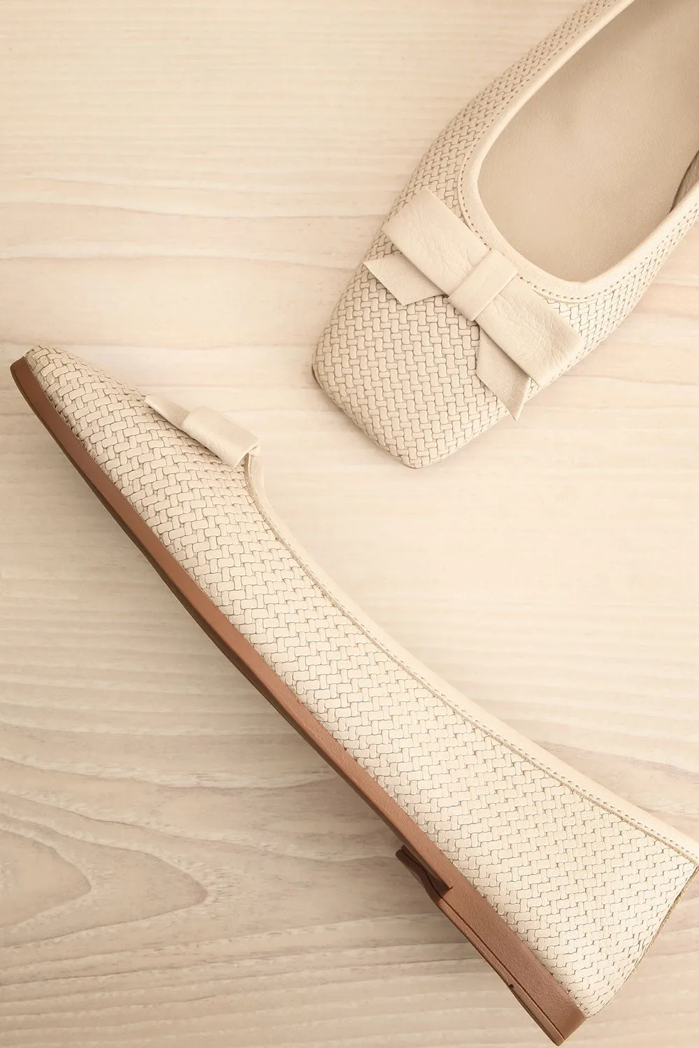 Kelowna Ivory | Woven Leather Ballerina Flats
