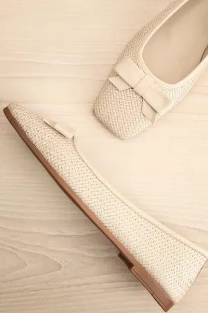 Kelowna Ivory | Woven Leather Ballerina Flats