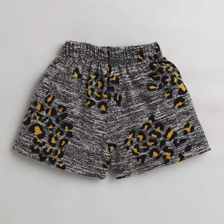 Leopard Printed Shorts - Grey