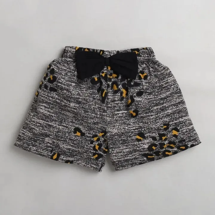 Leopard Printed Shorts - Grey