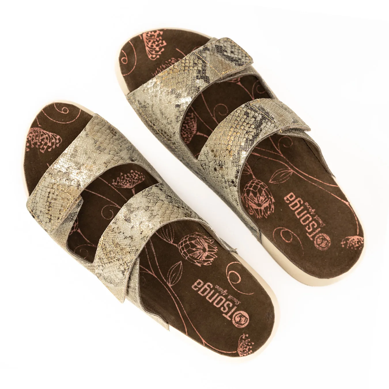 Lesedi : Ladies Leather Sandal in Opal Rockafella