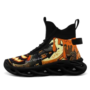 Luxury Gifts,Personalized Skull Sneakers, Custom Pumpkin Shoes, Glow at Light , Best Halloween Gift,
