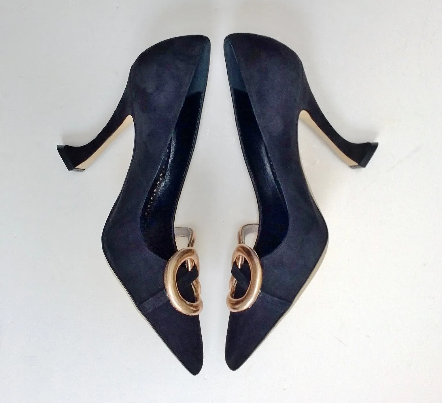 Manolo Blahnik Susidad 105 Black Suede with Rose Gold Leather