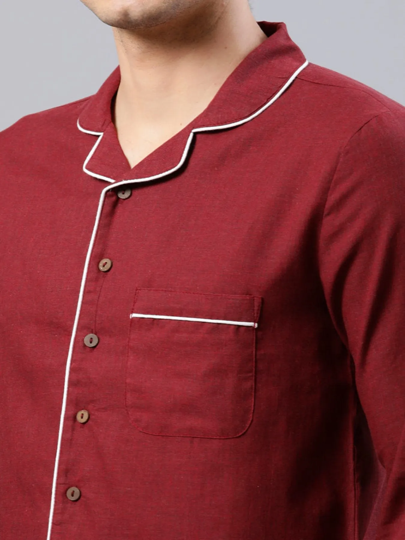 Maroon With Cord Detail Loungewear Set
