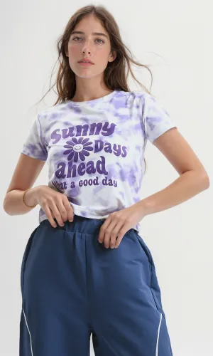 O182836 Printed "Sunny Days" Short Sleeves Regular Fit Tee - Multicolour