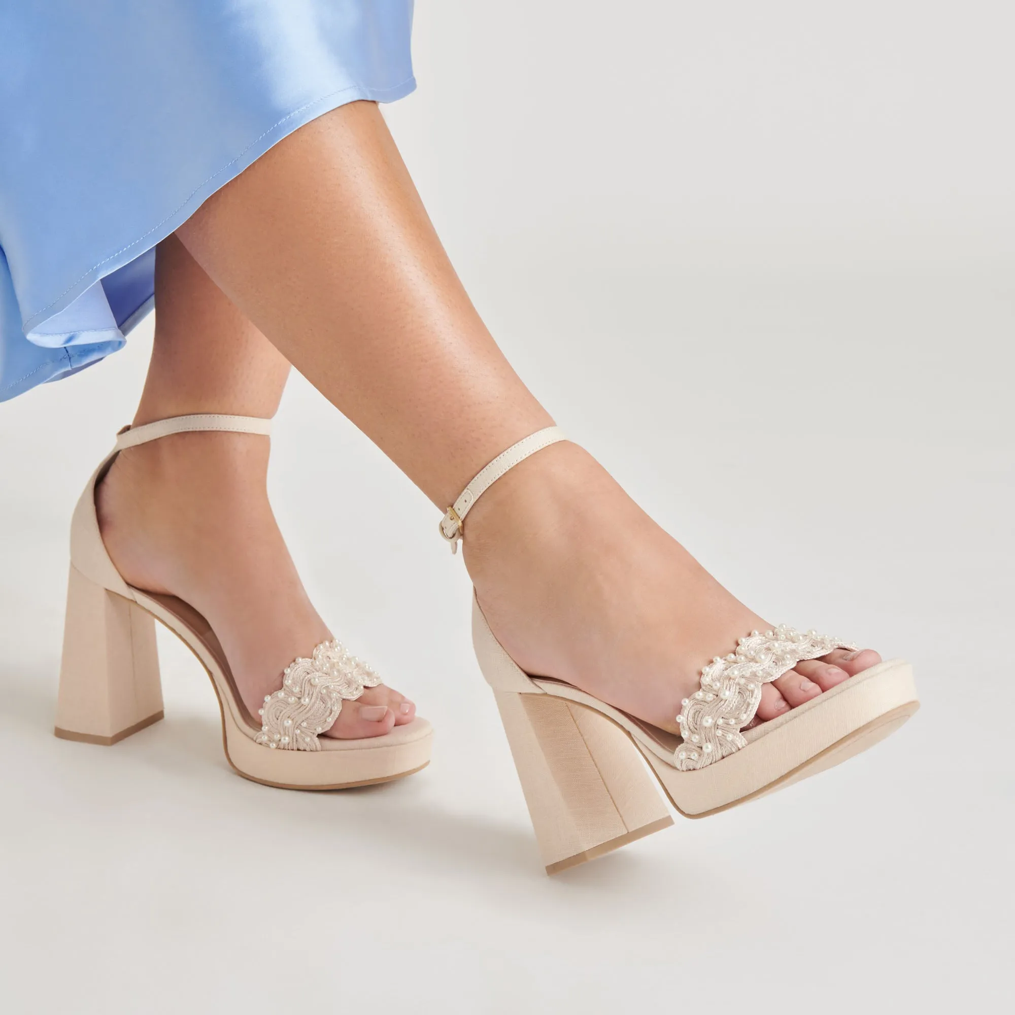 PELTIN PEARL HEELS VANILLA WOVEN RAFFIA