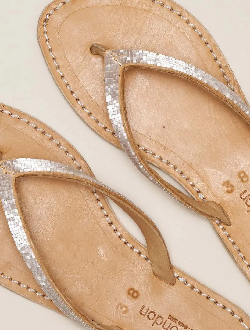 Seri Flat Leather Sandal Snow White - Preorder - Ships 10 March 25