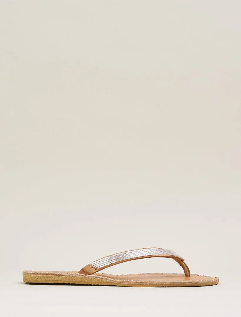 Seri Flat Leather Sandal Snow White - Preorder - Ships 10 March 25