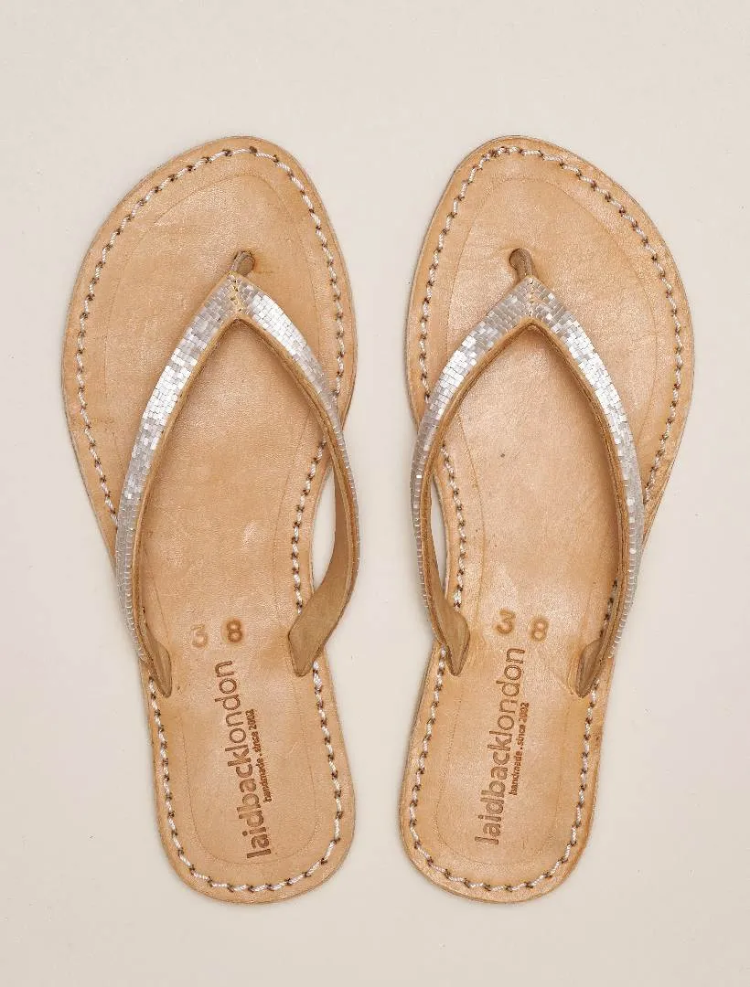 Seri Flat Leather Sandal Snow White - Preorder - Ships 10 March 25