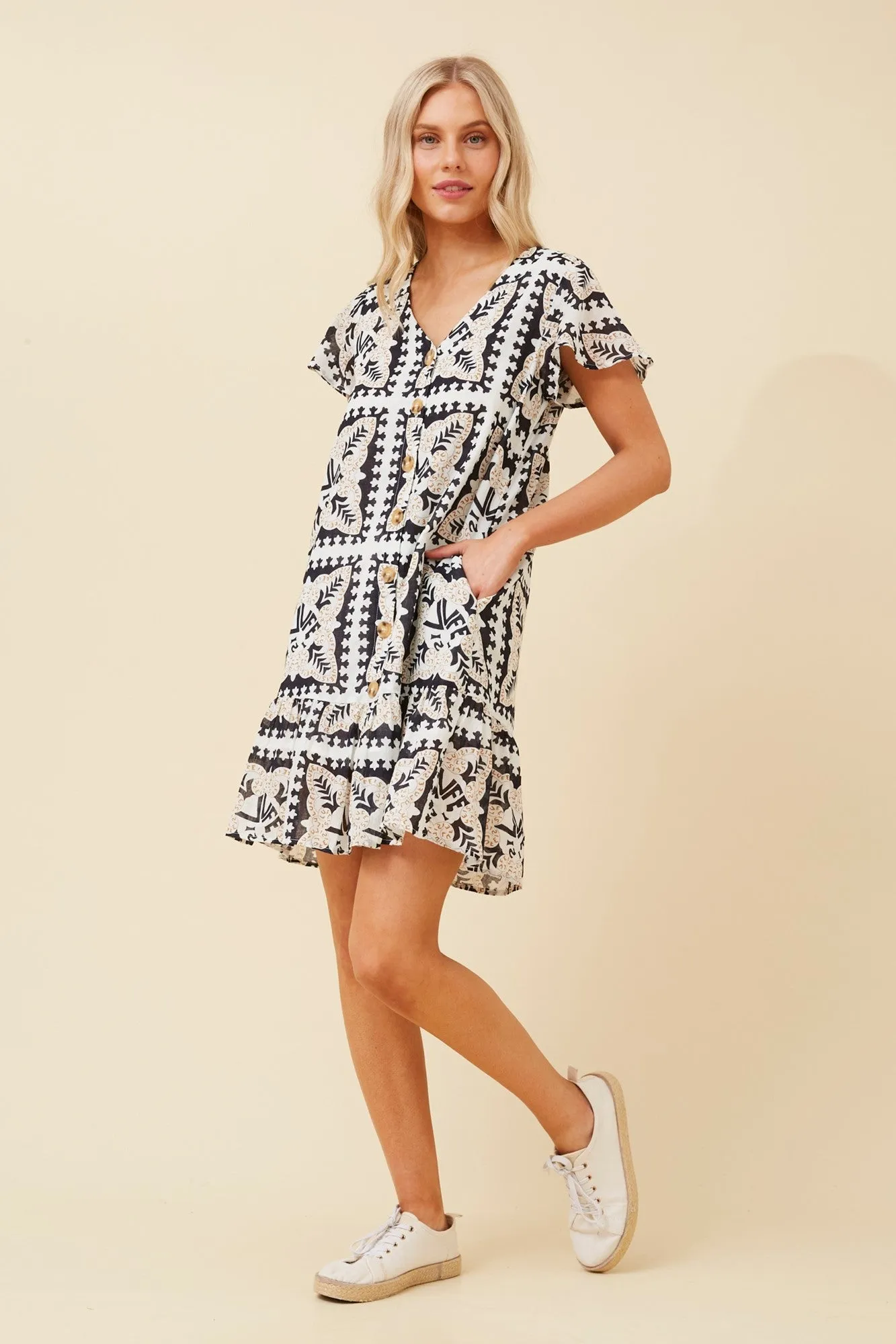 SHILOH TILE PRINT DRESS