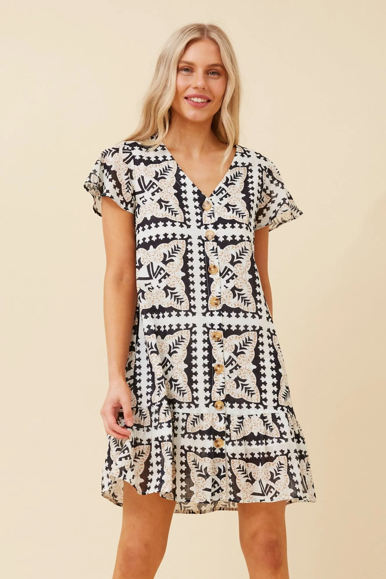SHILOH TILE PRINT DRESS
