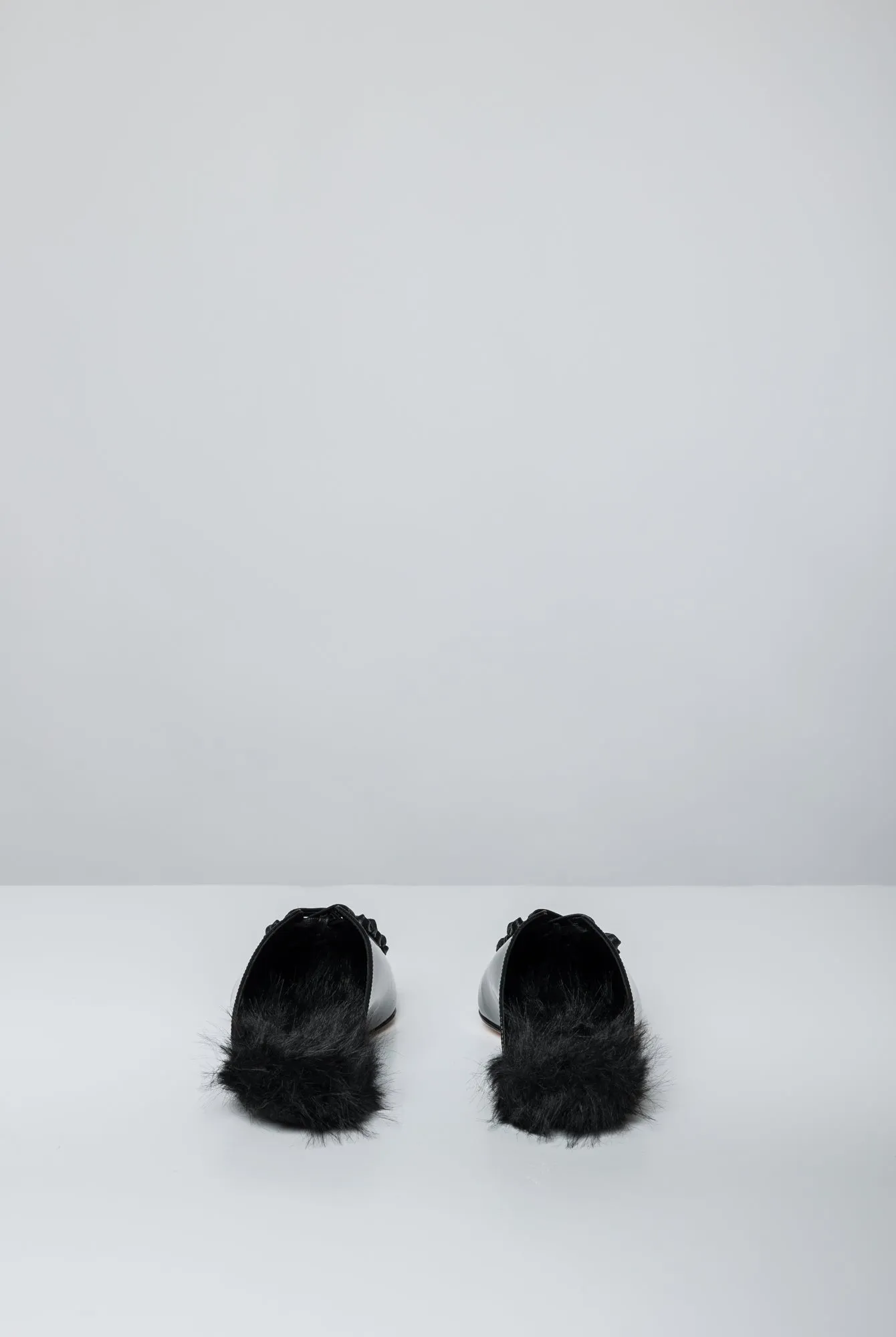 Simone Rocha Faux Fur Point Toe Lace Up Slipper