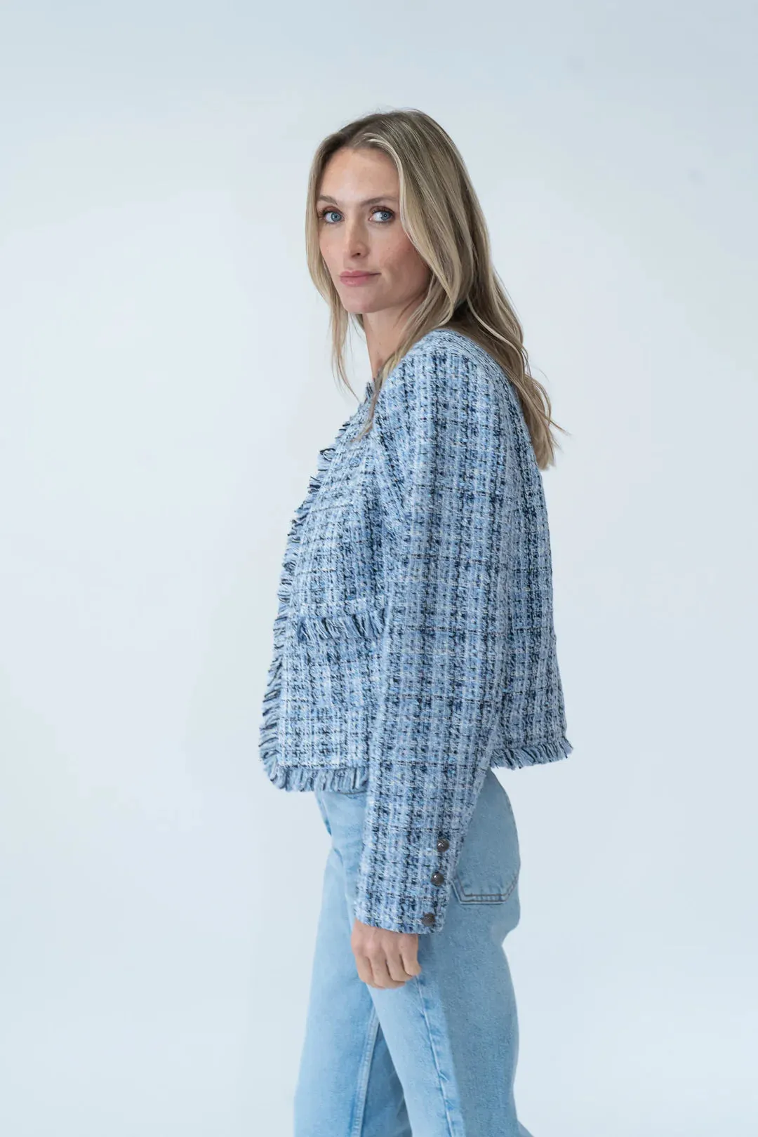Six Fifty Collins Frayed Tweed Blazer