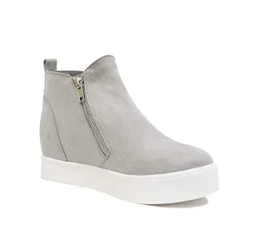 Soda Taylor Hidden Wedge Sneaker Shoes Side Zipper Light Grey